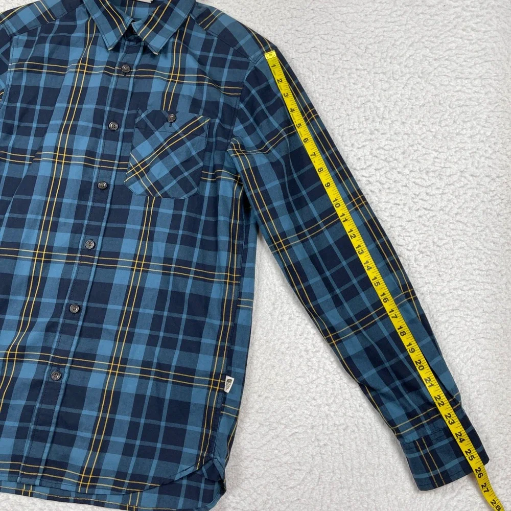 The North Face Button Down Shirt Mens Small Blue Plaid Long Sleeve Outdoor Hike
